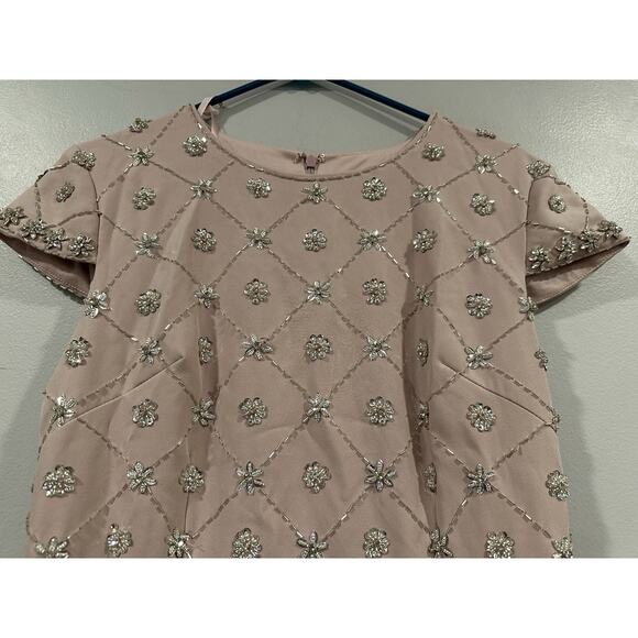 Mac Duggal 2234 Pink Hand Embellished High Neck Midi Dress Sz 8 NEW - Picture 4 of 7